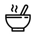 Soup meal line icon. Bowl hot food vector illustration