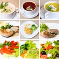 Soup, meat, salad and other food Royalty Free Stock Photo