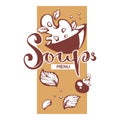 Soup Menu, Vector Illustration with Image of Soup Bowl,