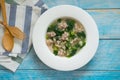 Soup with minced pork mushroom and gourd vegetable Royalty Free Stock Photo