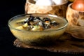 Soup mushrooms glass bowl mushrooms