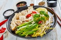 Soup Pho Ga with chicken breast, rice noodles Royalty Free Stock Photo