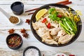 Soup Pho Ga with chicken breast, rice noodles Royalty Free Stock Photo