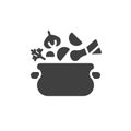 Soup pot, saucepan vector icon Royalty Free Stock Photo