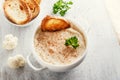 Soup puree with cauliflower and croutons Royalty Free Stock Photo