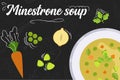 Soup recipe. Food in flat style. Flat style illustration. Vector illustration