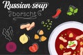 Soup recipe. Food in flat style. Flat style illustration. Vector illustration