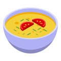 Soup with rosemary icon, isometric style