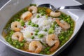 soup with shrimps, vegetables and rice nooodles Royalty Free Stock Photo