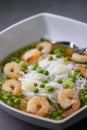 soup with shrimps, vegetables and rice nooodles Royalty Free Stock Photo