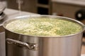 Soup in stock pot Royalty Free Stock Photo