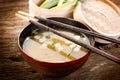 Soup with tofu and seaweed Royalty Free Stock Photo