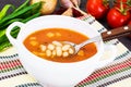 Soup with Tomato and Bean Royalty Free Stock Photo