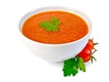 Soup tomato in white bowl with parsley Royalty Free Stock Photo