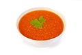 Soup tomato white bowl with pepper Royalty Free Stock Photo