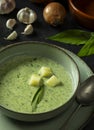 Soup of wild garlic, potatoes, onions and cream Royalty Free Stock Photo
