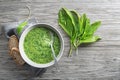 Soup with fresh wild garlic or ramson leaves Royalty Free Stock Photo