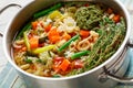 Soupe au Pistou, french vegetable bean soup Royalty Free Stock Photo