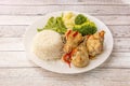 Soupy Chicken Stew with Green Beans, Cauliflower and Cooked Broccoli Royalty Free Stock Photo
