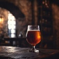 Sour Beer On Stone In Rustic Pub. Generative AI Royalty Free Stock Photo
