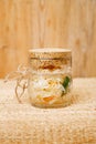 Sour cabbage - sauerkraut - in glass jar