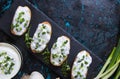 Sour cream spread with home made bread Royalty Free Stock Photo