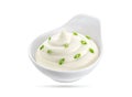 Sour cream and onion in bowl isolated on white background, with clipping path Royalty Free Stock Photo