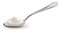 Sour cream in spoon on white background Royalty Free Stock Photo