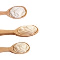 Sour cream spoon isolated ingredient organic nutrition on a white background Royalty Free Stock Photo