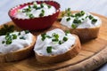 Sour cream spread with home made bread Royalty Free Stock Photo