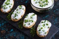 Sour cream spread with home made bread Royalty Free Stock Photo