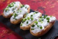 Sour cream spread with home made bread Royalty Free Stock Photo