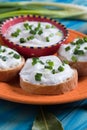Sour cream spread with home made bread Royalty Free Stock Photo