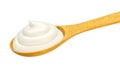 Sour cream in wooden spoon isolated on white background Royalty Free Stock Photo