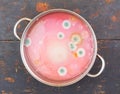 Sour and mouldy cherry jelly in a saucepan, top view Royalty Free Stock Photo