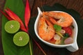 Sour prawn soup is Thai food.