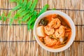 Sour soup with shirm made of tamarind paste, thai food. Royalty Free Stock Photo