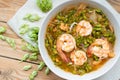 Sour soup with shrimp and cowslip creeper