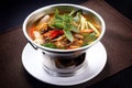 Sour and Spicy Smoked Dry Fish Soup in hot pot,