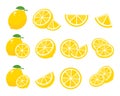 Sour yellow lemons. High vitamin C lemons are cut into slices for summer lemonade