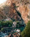 The Source of the Buna River at Blagaj Tekke, Near Mostar in Bosnia and Herzegovina, Blagaj Tekija Royalty Free Stock Photo