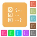 Source code checking rounded square flat icons Royalty Free Stock Photo