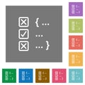 Source code checking square flat icons Royalty Free Stock Photo
