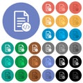 Source code document round flat multi colored icons Royalty Free Stock Photo