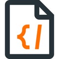 Source code file, tag, coding, script vector icon