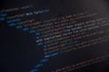 Close up css HTML code on monitor screen with black background Royalty Free Stock Photo