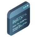 Source code isometric. Abstract programming language and program code on a screen. Vector illustration Royalty Free Stock Photo