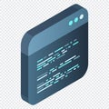 Source code isometric. Abstract programming language and program code on a screen. Vector illustration Royalty Free Stock Photo