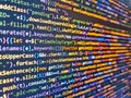 Source code photo. Programming code abstract screen of software developer. Internet app development and design. Young business Royalty Free Stock Photo