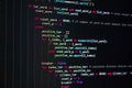 source code screen. programming code. writing script. programmer editing code background Royalty Free Stock Photo